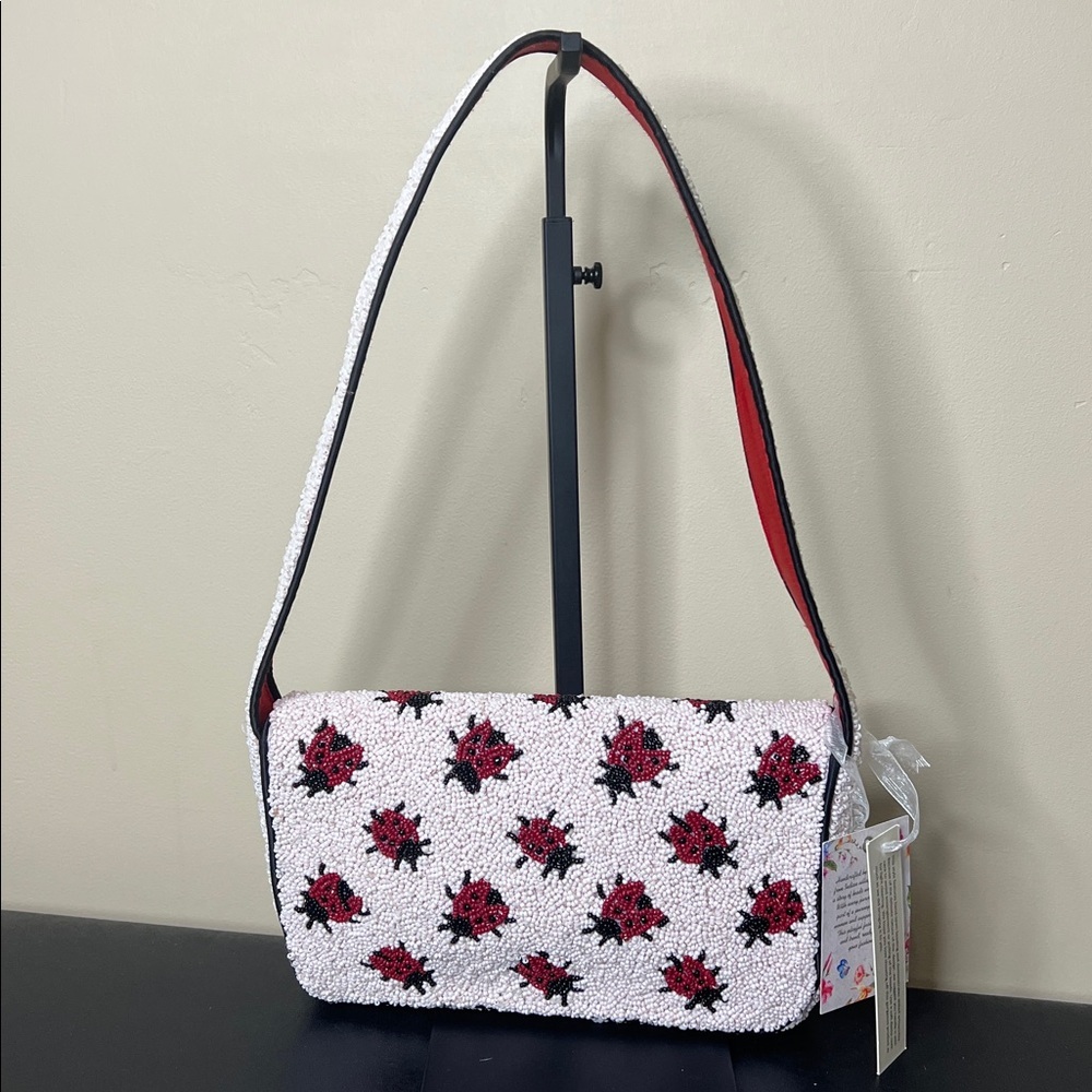 Handcrafted In India | Beaded Ladybug Shoulder Bag π - Picture 6 of 10
